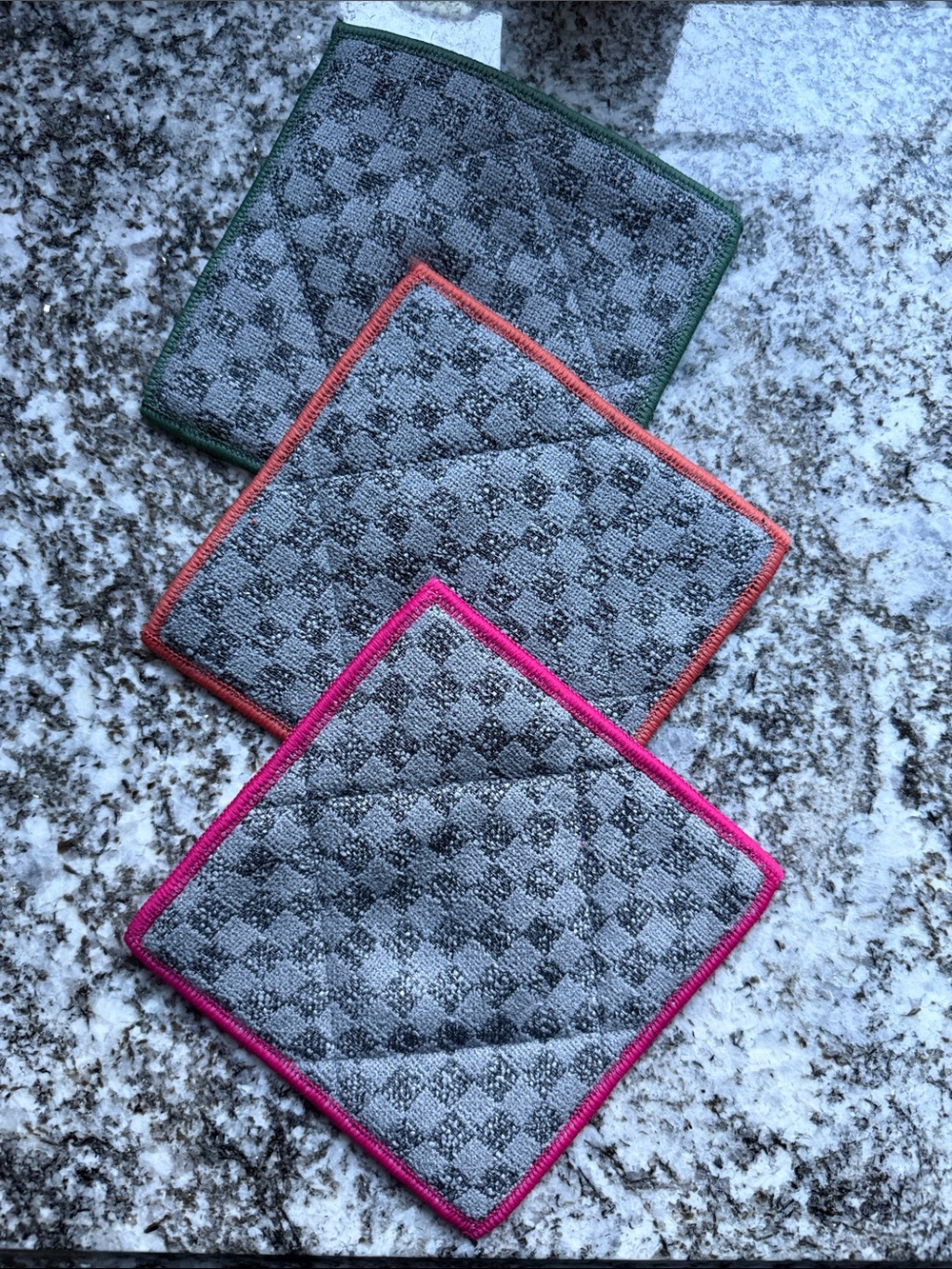 Norwex Microfiber Scrub Cloths, Hot Pink, Coral, Mint w/baclock (Set of 3) BNWT
